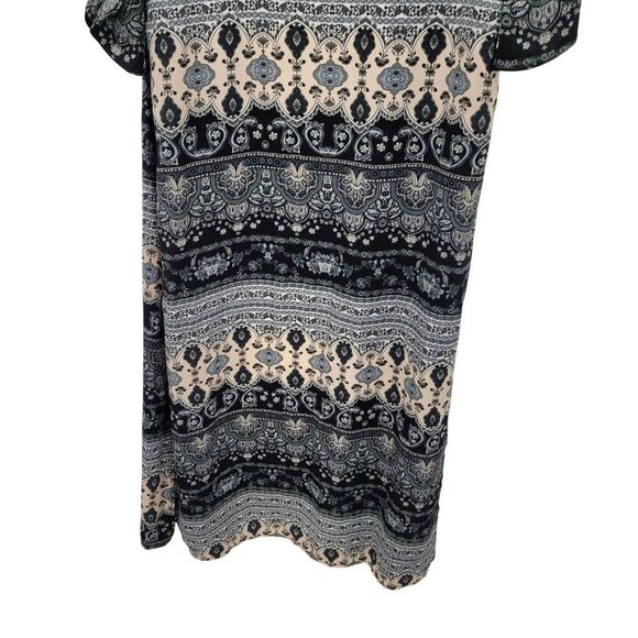 Romeo + Juliet Couture Womens Boho Kimono Duster Sz M Black Paisley Long Slits - Picture 12 of 14